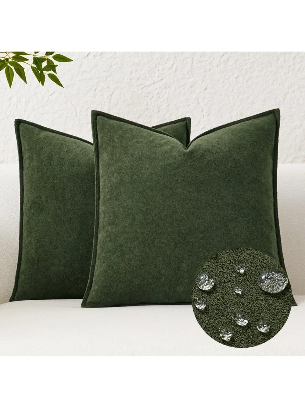 Kevin Textile Soft Waterproof Pillow Covers 26x26 Inch 2 Pack, Moss GreenHome